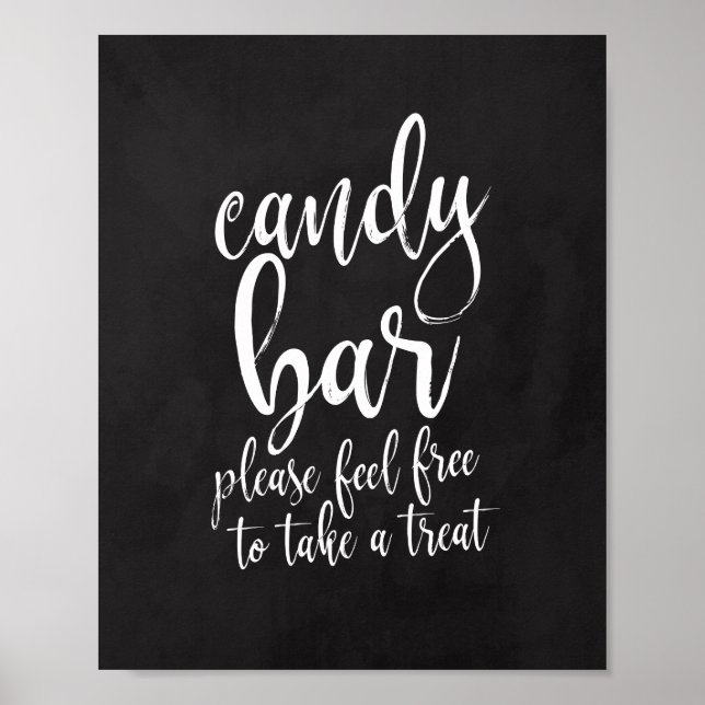 Poster Panneau Mariage Candy Bar Chalkboard Script 8x10 (Devant)