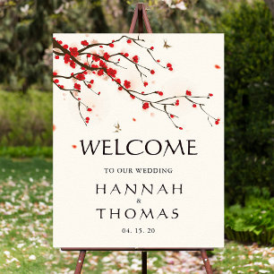 Poster Panneau Mariage d'accueil fleuri Cherry Blossoms