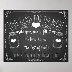 Poster Panneau mariage de barre de pot Mason