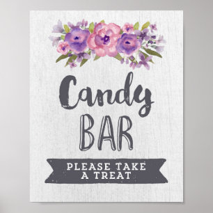 Poster Panneau Mariage de la barre de bonbons à l'aquarel