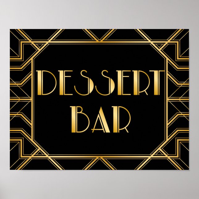 Poster Panneau Mariage de la barre de dessert | Gatsby Ar (Devant)
