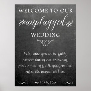 Poster Panneau mariage débranché Chalkboard