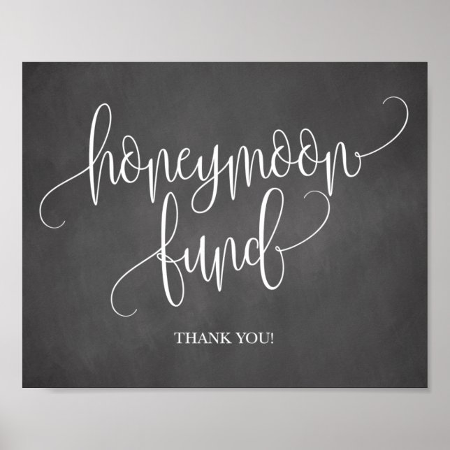 Poster Panneau Mariage du Chalkboard Honeymoon Fund (Devant)