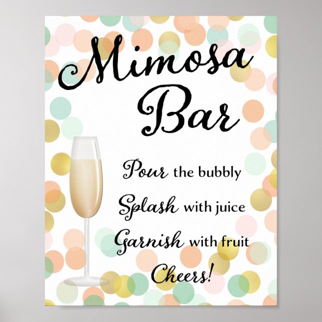 Poster Panneau Mariage Mimosa Bar Gold, Rose, Mint (Devant)