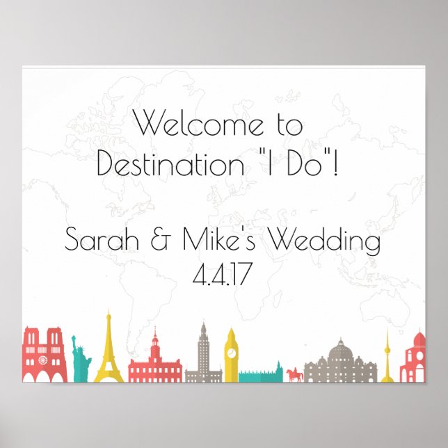 Poster Panneau Mariage Rétro, Voyage à thème (Devant)