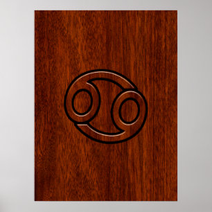 Poster Panneau moderne Zodiac Cancer sur Décor en acajou
