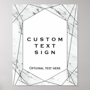 Poster Panneau personnalisé en marbre géométrique blanc e