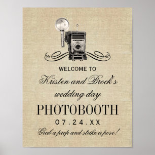 Poster Panneau Photobooth de Mariage Rustique à Caméra Vi