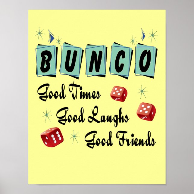 Poster Panneau Retro Bunco - Bon Temps, Rires et Amis (Devant)