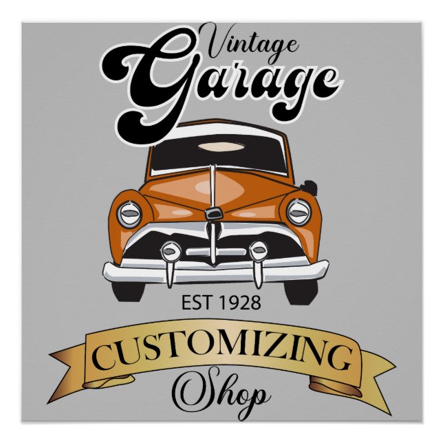Poster Panneau vintage Garage et Boutique (Devant)