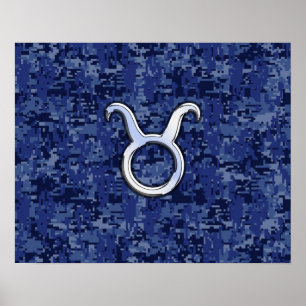 Poster Panneau Zodiac Taurus sur Camouflage numérique ble