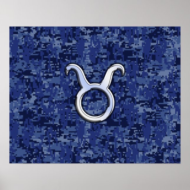 Poster Panneau Zodiac Taurus sur Camouflage numérique ble (Devant)