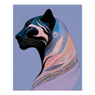 Poster Panther Kopf abstrait dans l'harmonie de Pastellai