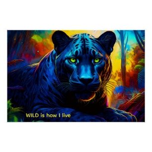 Poster PANTHÈRE en couleur SAUVAGE