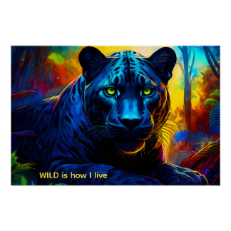 Poster PANTHÈRE en couleur SAUVAGE