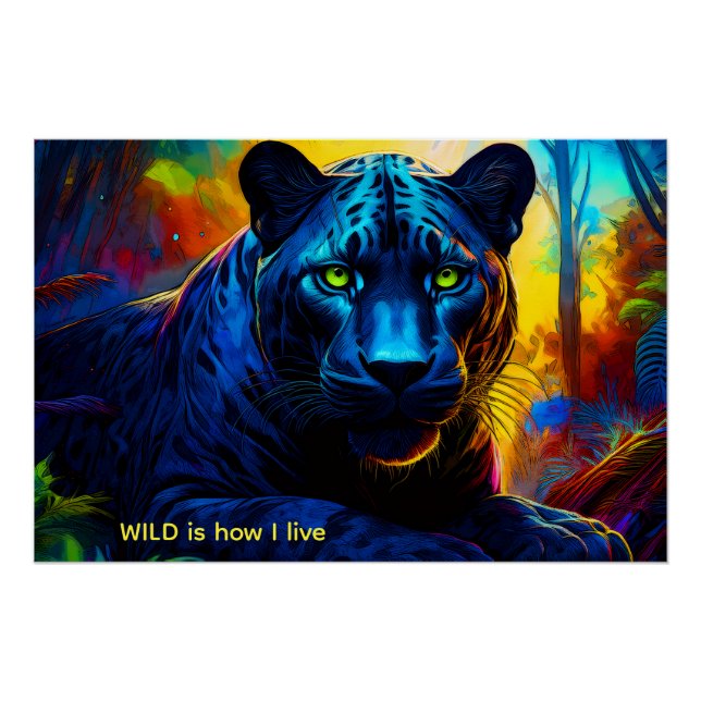 Poster PANTHÈRE en couleur SAUVAGE (Devant)