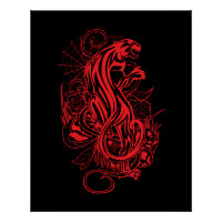 Panthère Rouge Gothique Tatouage Style Bold Art Mu
