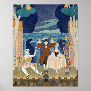 Poster Pantomime Stage, illustration pour Fetes Galantes
