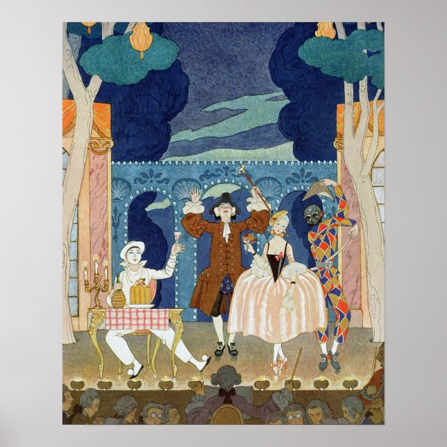 Poster Pantomime Stage, illustration pour Fetes Galantes (Devant)
