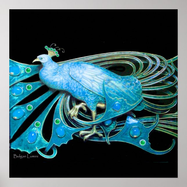 Poster PAON, bleu turquoise, vert noir (Devant)