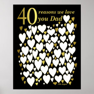 Poster Papa 40th Birthday - 40 Raisons Nous Vous A