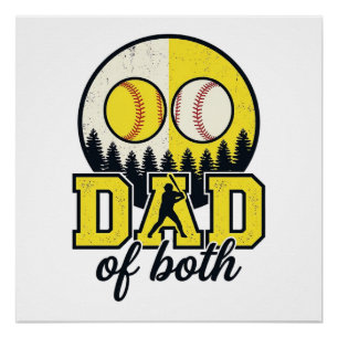 Poster Papa Baseball Softball des Deux Conception Vectori