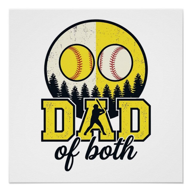 Poster Papa Baseball Softball des Deux Conception Vectori (Devant)