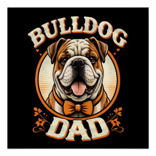 Poster Papa Bouledogue – Cute Vintage Bouledogue Fête des