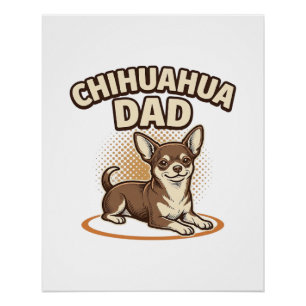Poster Papa Chihuahua Gravure Vintage Design pour Amateur