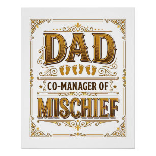 Poster Papa Co-gérant de la farce Conception de père drôl