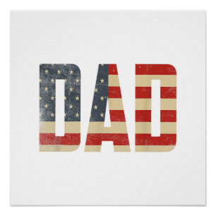 Poster Papa Drapeau Américain Patriotique Fête des Pères