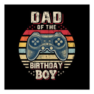 Poster Papa du garçon de la fête d'anniversaire correspon