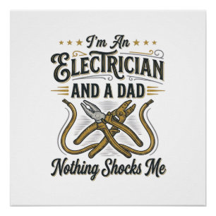 Poster Papa électricien Rien ne me choque Chemise vintage