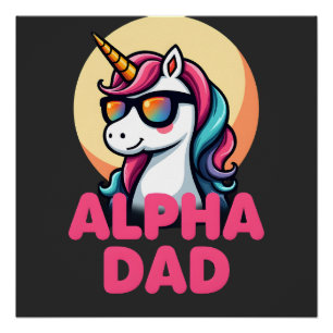 Poster Papa licorne drôle Laufey hommes Fête des Pères No