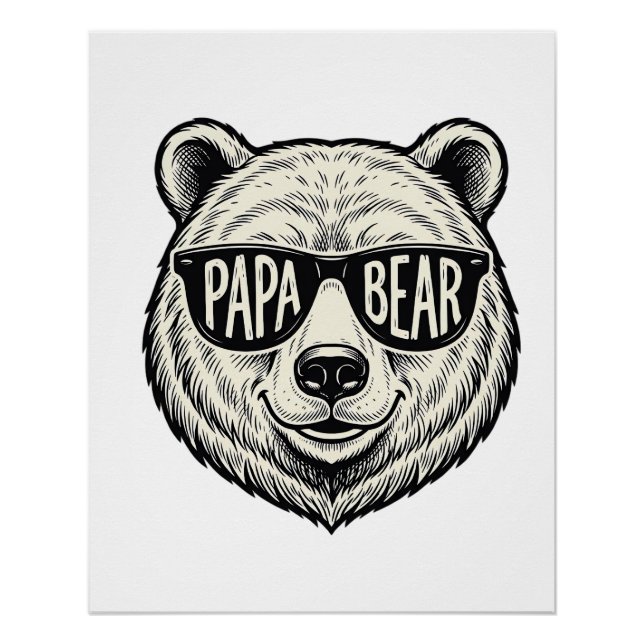 Poster Papa ours Lunettes de soleil Ours Tête Vector Desi (Devant)