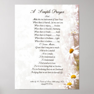 Poster PAPE FRANCIS= ST FRANCIS PRAYER=Daisies SIMPLE