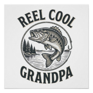 Poster Papé Super Cool Grand-Père Vintage Pêche Chemise B