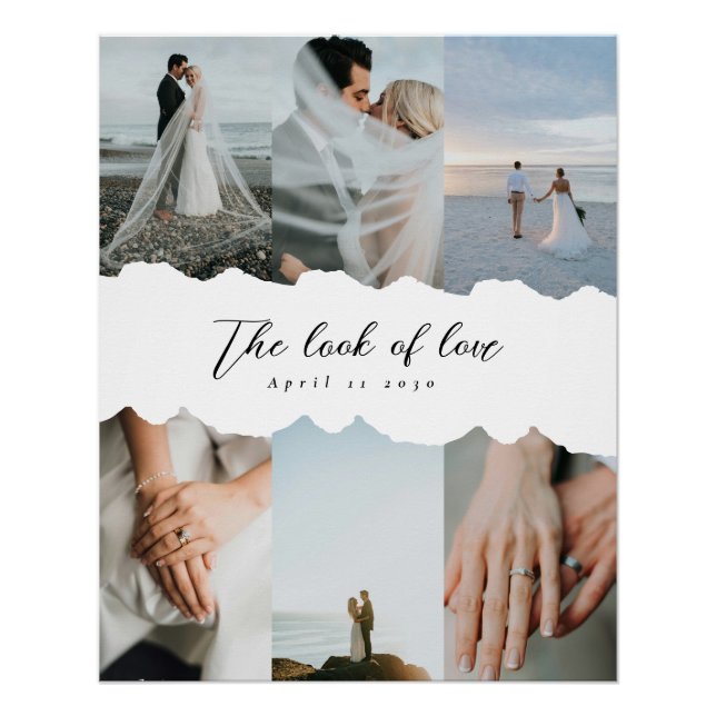 Poster Paper Style Wedding Customizable Photo Collage (Devant)