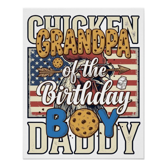 Poster Papi du gâteau d'anniversaire du garçon Lait de co (Devant)