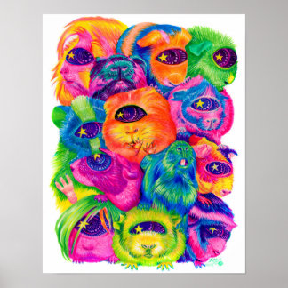 Poster Papier à cochon de Guinée psychédélique