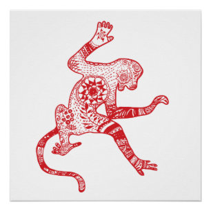 Poster Papier d'affiche Mandala Monkey