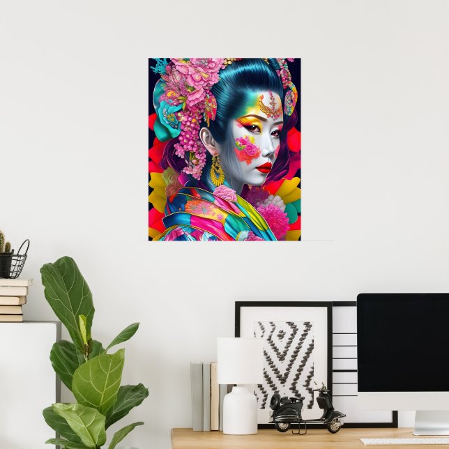 Poster papier moderne tendance Geisha (Matte) (Bureau à domicile)