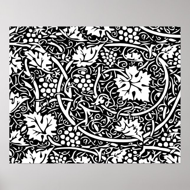 Poster Papier peint à motif de raisin de William Morris (Devant)