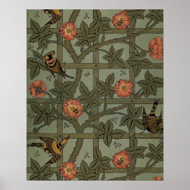 Poster Papier peint à motif treillis de William Morris (Devant)