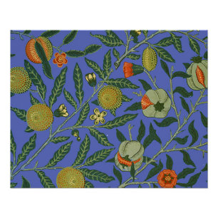 Poster Papier peint coloré grenade bleu William Morris