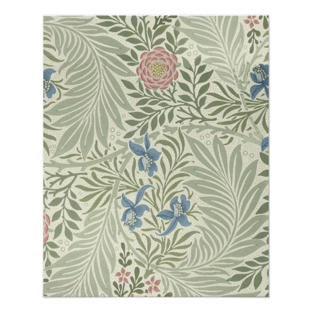 Poster Papier peint floral de William Morris Larkspur (Devant)