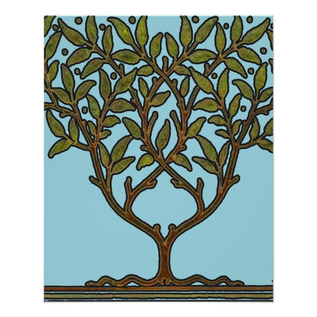 Poster Papier peint frise d'arbre de William Morris (Devant)