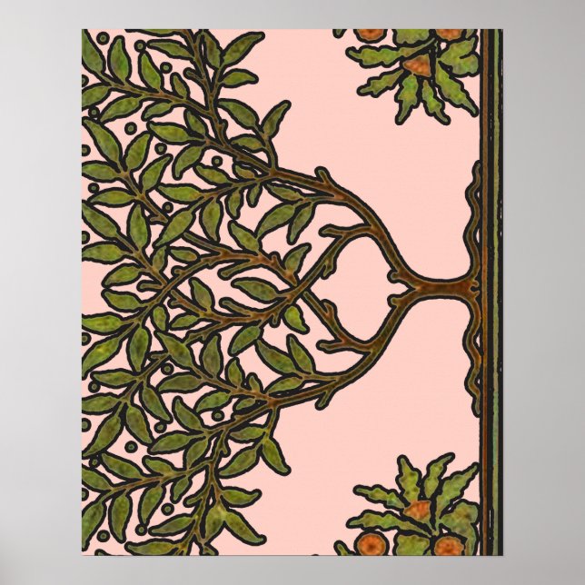 Poster Papier peint frise d'arbre de William Morris (Devant)