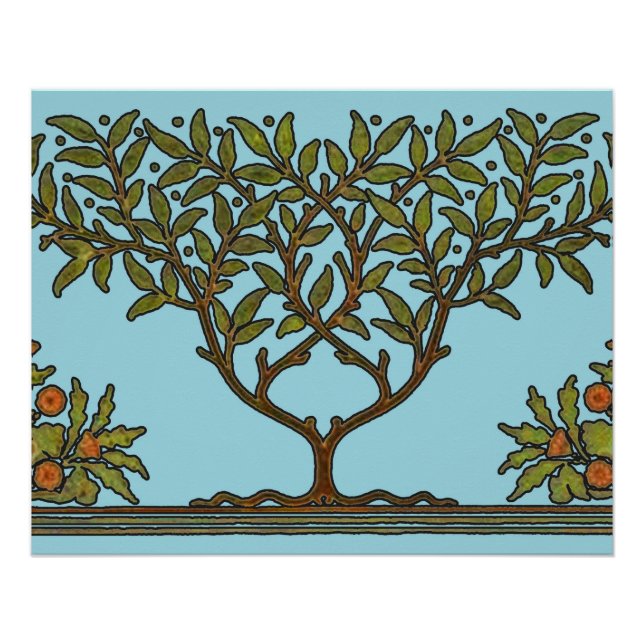 Poster Papier peint frise d'arbre de William Morris (Devant)