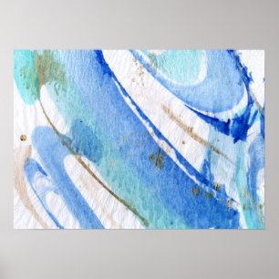 Poster Papier texturisé d'aquarelle abstraite des bleus